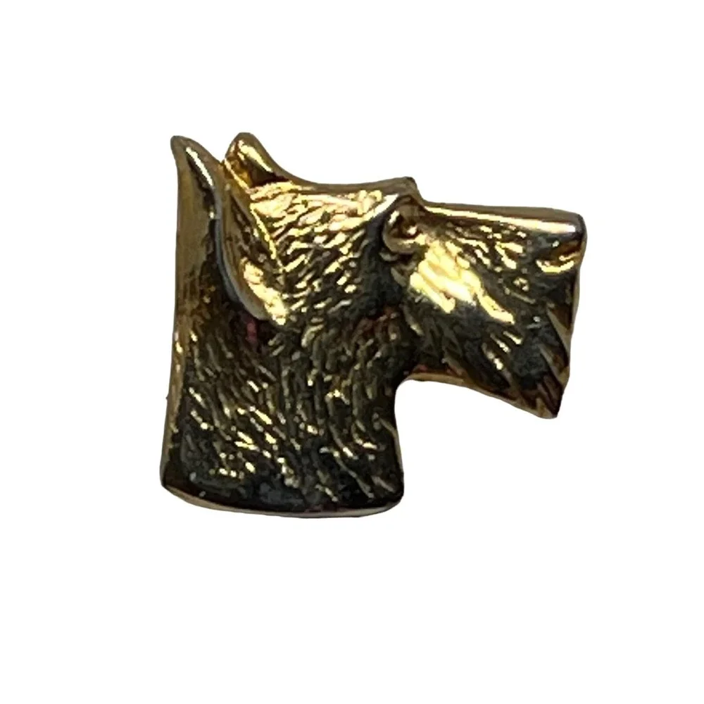 Vintage Schnauzer Tie Tack Gold‎ Tone Lapel Hat Dog Pin